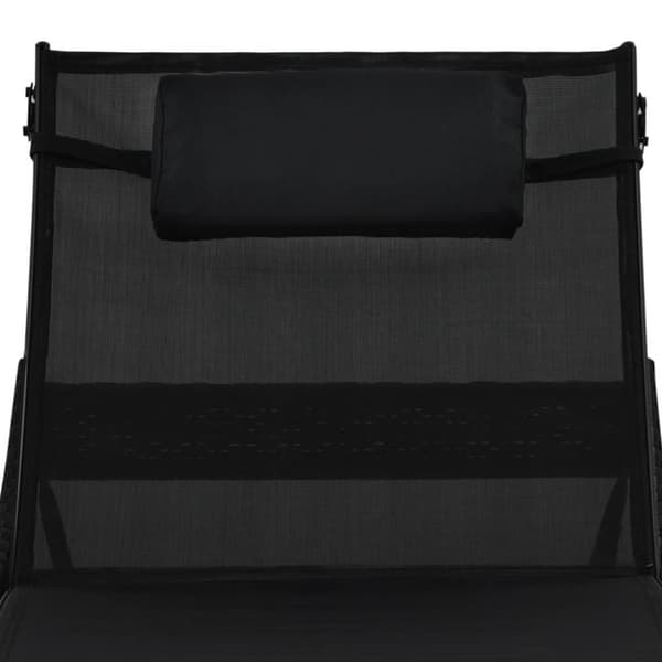 vidaXL liggestole 2 stk. med bord polyrattan og textilene sort