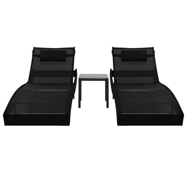 vidaXL liggestole 2 stk. med bord polyrattan og textilene sort