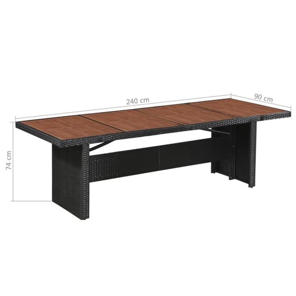 vidaXL Trädgårdsbord 240x90x74 cm konstrotting och massivt akaciaträ