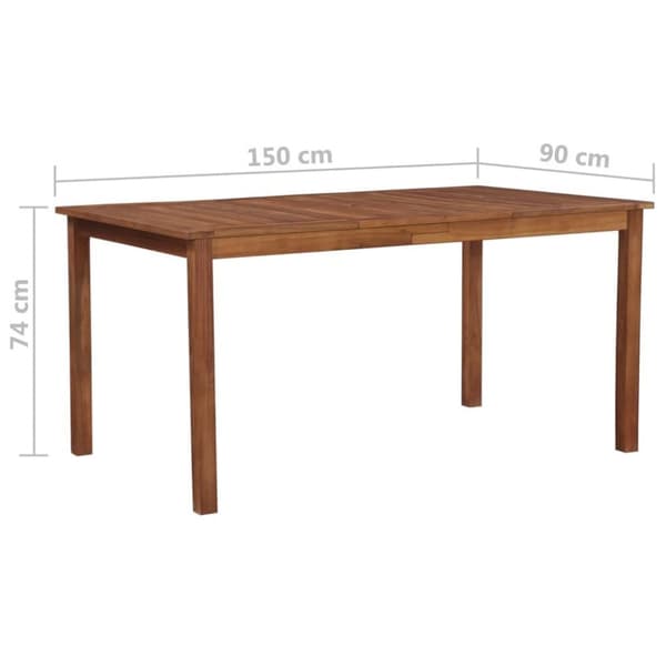 vidaXL Trädgårdsbord 150x90x74 cm massivt akaciaträ