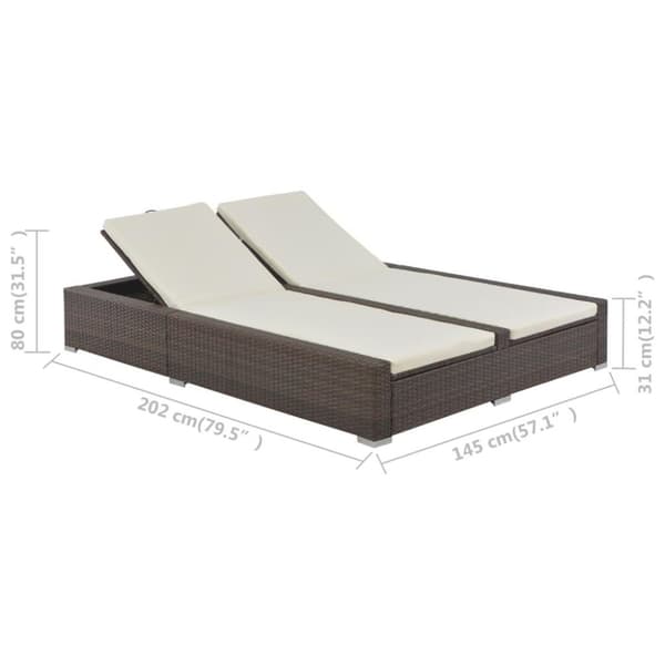 vidaXL Dubbel solsäng konstrotting brun