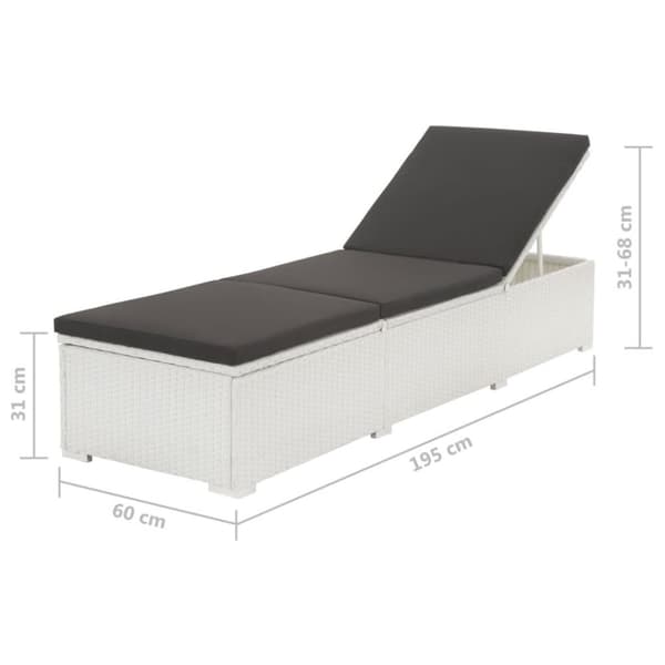 vidaXL Solsäng med dyna konstrotting vit
