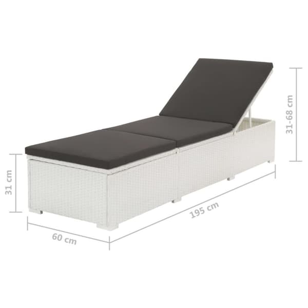 vidaXL Solsäng med dyna konstrotting vit