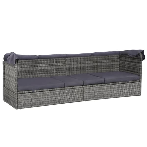 vidaXL Solsäng med tak 205x62 cm konstrotting grå