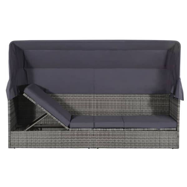 vidaXL Solsäng med tak 205x62 cm konstrotting grå