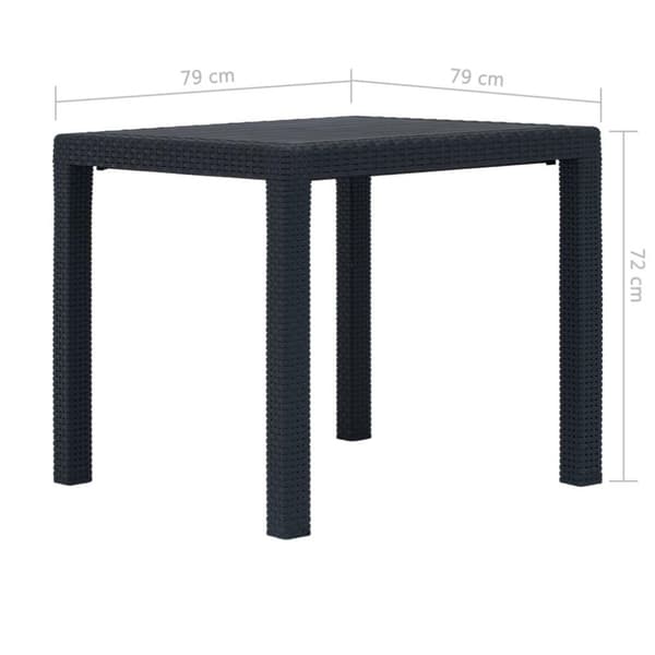 vidaXL Trädgårdsbord 79x79x72 cm plastrotting antracit