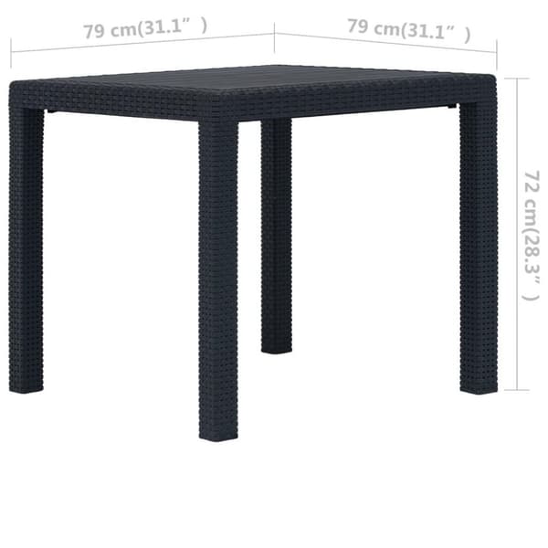vidaXL Trädgårdsbord 79x79x72 cm plastrotting antracit