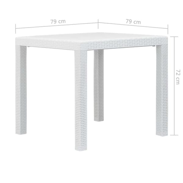 vidaXL Hagebord 79x79x72 cm plast rottingdesign hvit