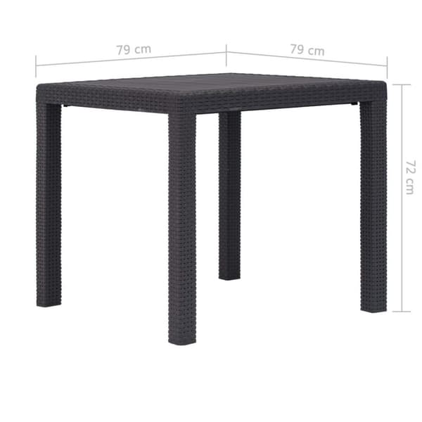 vidaXL Hagebord 79x79x72 cm plast rottingdesign brun