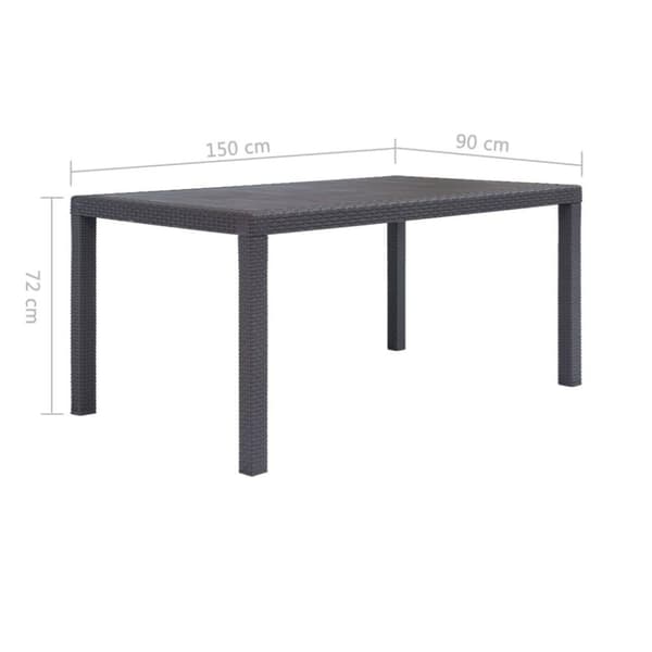 vidaXL Hagebord 150x90x72 cm plast rottingdesign brun