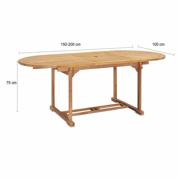 vidaXL Trädgårdsbord utdragbart 150-200x100x75 cm massiv teak