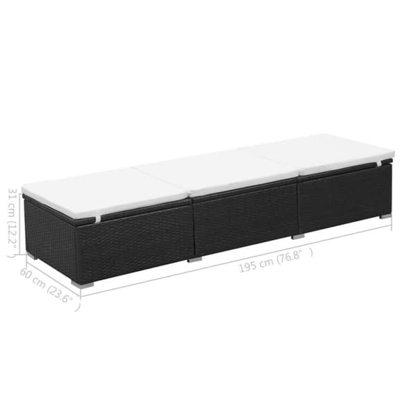 vidaXL Solsenger med puter 2 stk polyrotting svart