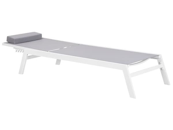 Havestol, grå aluminium 190 x 66 cm justerbart ryglæn