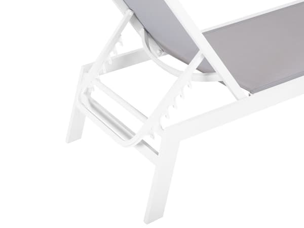 Havestol, grå aluminium 190 x 66 cm justerbart ryglæn