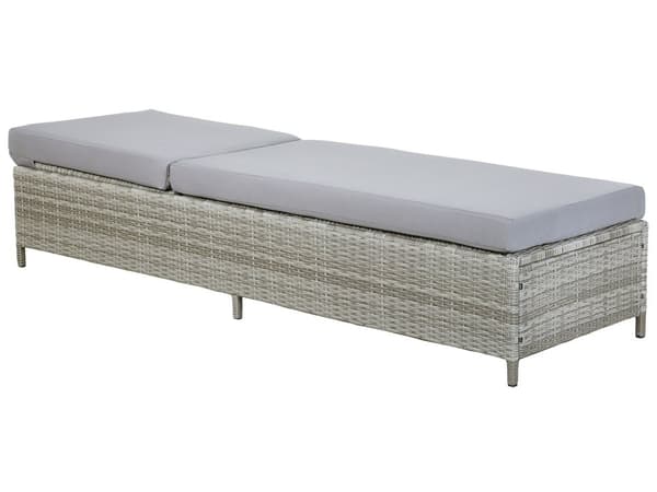 Grå havestol i polyrattan 200 x 65 cm med justerbar rygpude