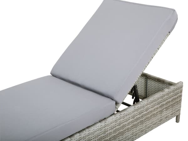 Grå havestol i polyrattan 200 x 65 cm med justerbar rygpude