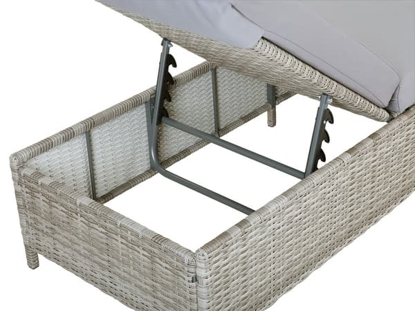 Grå havestol i polyrattan 200 x 65 cm med justerbar rygpude