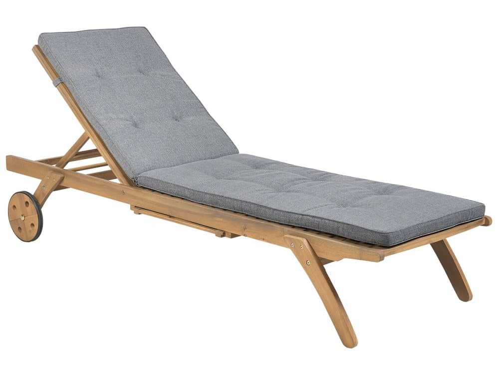 Solstol akaciaträ med dyna i grå CESANA
