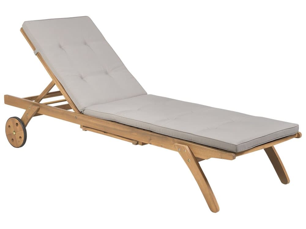 Solstol akaciaträ med dyna i brungrå CESANA