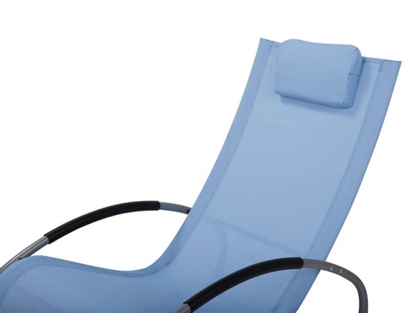 Puutarhan keinutuoli sininen polyesteri teräs niskatyynyllä UV-kestävä moderni tyyli