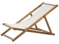 Miniatyrbild 6 av 11: Trädgård Solstol Beige Tyg Nackstödsdyna Tillbakalutande Hopfällbar Ljusträ Ram Akaciaträ