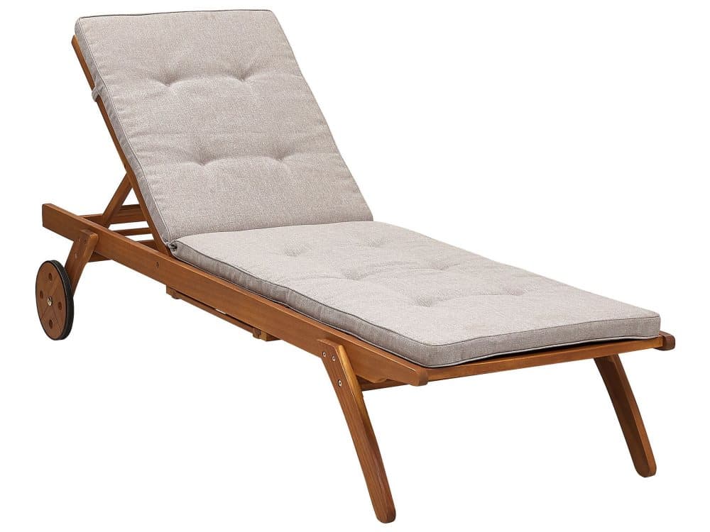 Solstol akaciaträ med dyna i beige CESANA