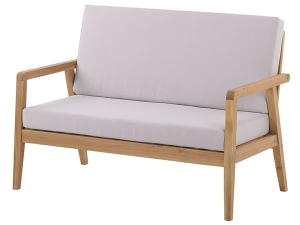 Trädgård Loungegrupp Akaciaträ med Grå Kuddar Soffa med Fåtöljer och Soffbord