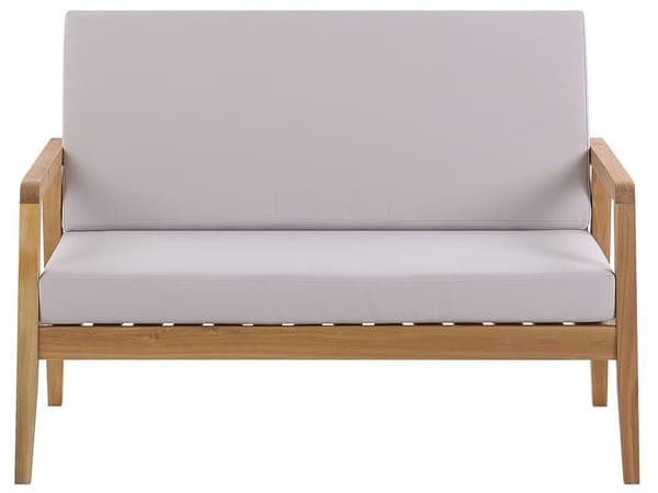 Trädgård Loungegrupp Akaciaträ med Grå Kuddar Soffa med Fåtöljer och Soffbord