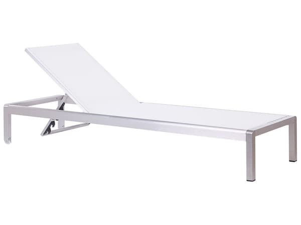 Aurinkotuoli valkoinen 64 x 93 x 198 cm alumiini tekstiilikuitu säädettävä UV-kestävä
