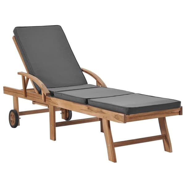 vidaXL Solsenger med puter 2 stk heltre teak grå