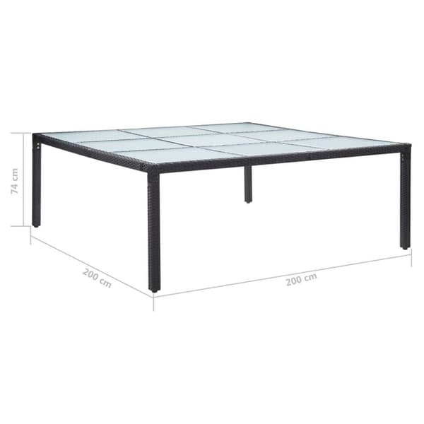 vidaXL Trädgårdsbord svart 200x200x74 cm konstrotting