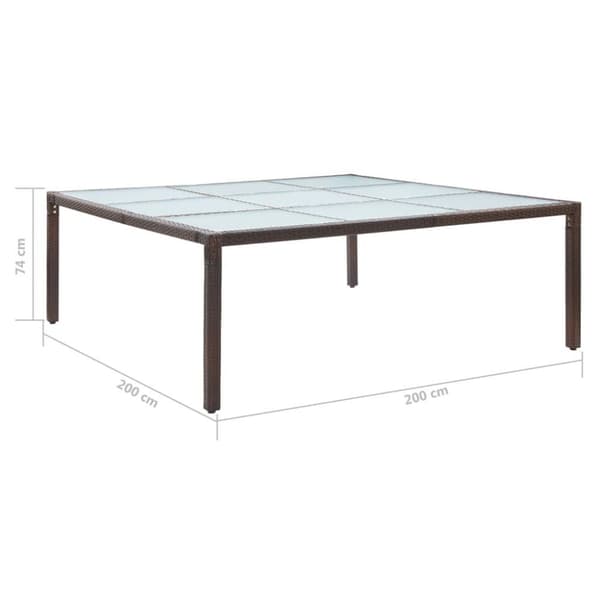 vidaXL havebord 200x200x74 cm polyrattan brun