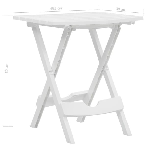 vidaXL Kokoontaittuva puutarhapöytä 45,5x38,5x50 cm valkoinen