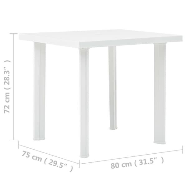 vidaXL Hagebord hvit 80x75x72 cm plast