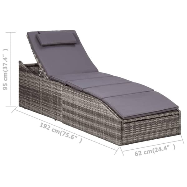 vidaXL liggestol med hynde polyrattan grå