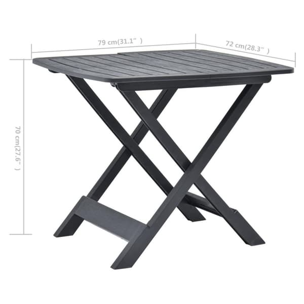 vidaXL foldbart havebord 79 x 72 x 70 cm plastik antracitgrå