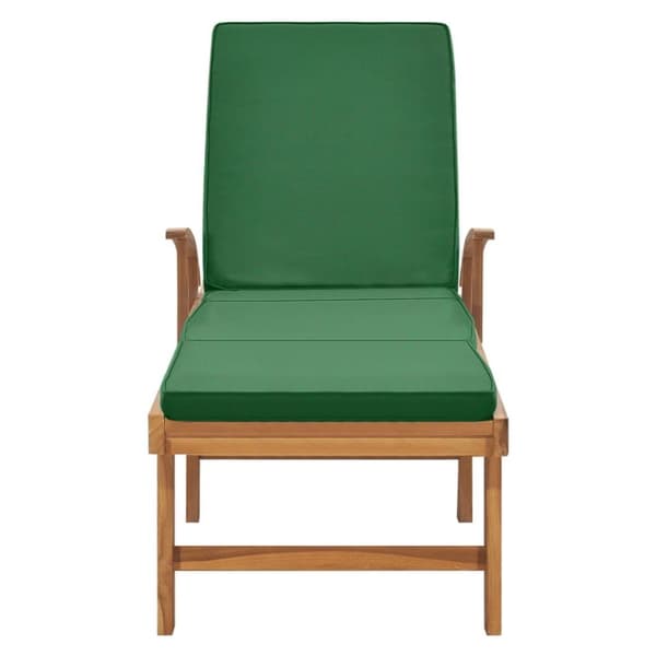 vidaXL Solsäng med dyna massiv teak grön