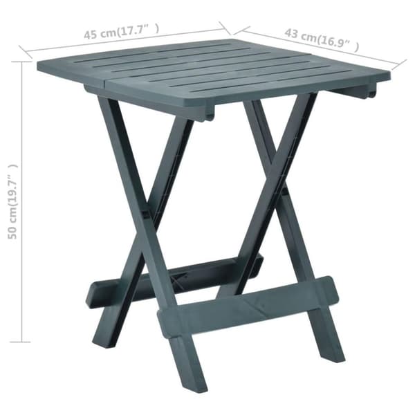 vidaXL Sammenleggbart hagebord grønn 45x43x50 cm plast