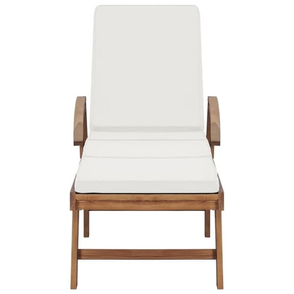 vidaXL Solsenger med puter 2 stk heltre teak kremhvit
