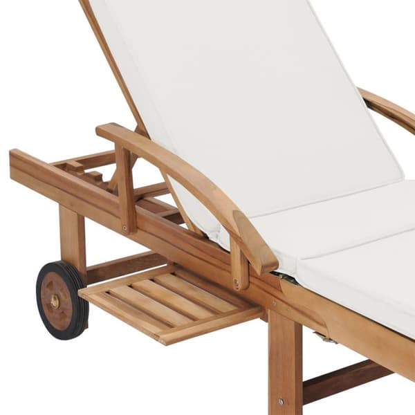 vidaXL Solsenger med puter 2 stk heltre teak kremhvit