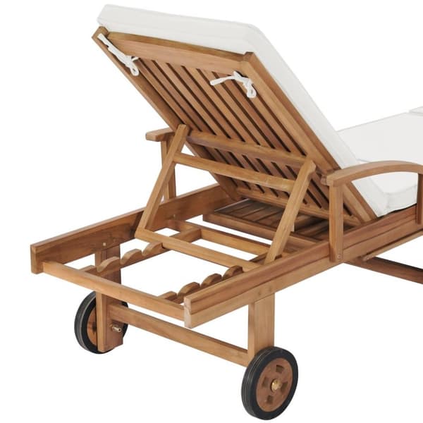vidaXL Solsenger med puter 2 stk heltre teak kremhvit