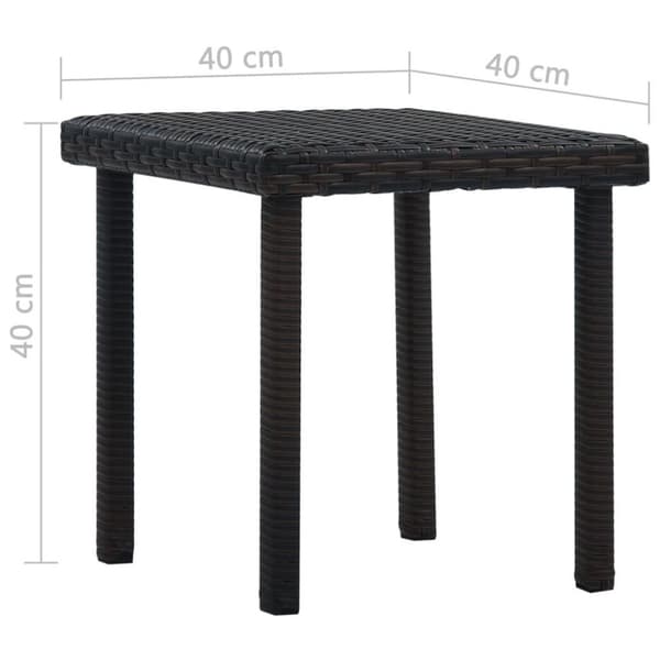 vidaXL havebord 40 x 40 x 40 cm polyrattan brun