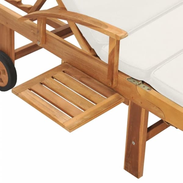 vidaXL Solsäng med dyna massiv teak gräddvit