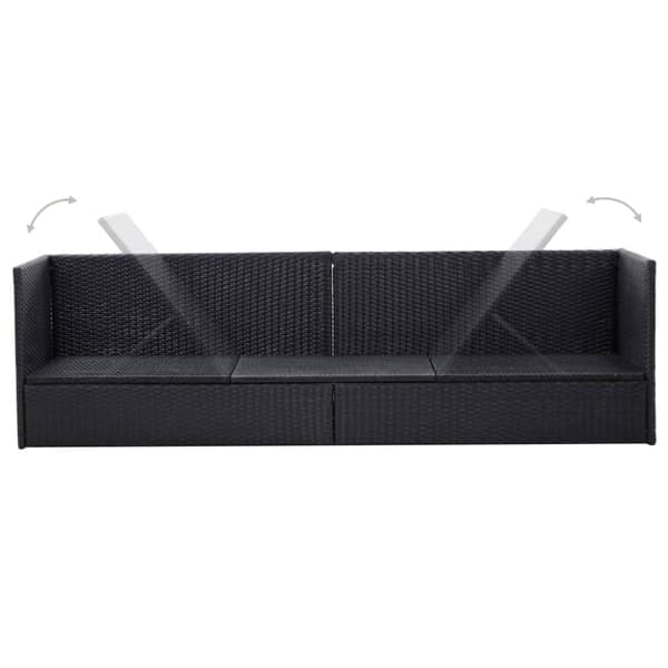 vidaXL haveseng med hynde og puder polyrattan sort