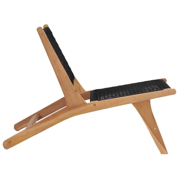 vidaXL Solseng med fotstøtte heltre teak tre og tau