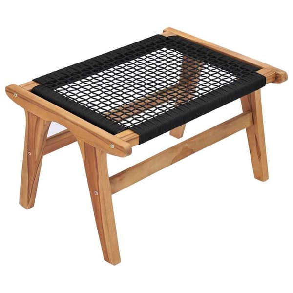 vidaXL Solseng med fotstøtte heltre teak tre og tau