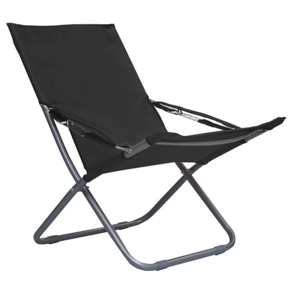 vidaXL Hopfällbara strandstolar 2 st tyg svart