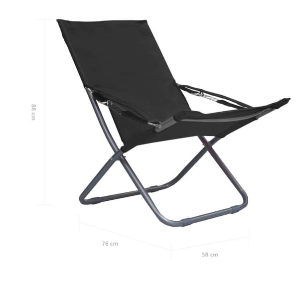 vidaXL Hopfällbara strandstolar 2 st tyg svart