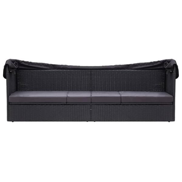 vidaXL solseng med baldakin polyrattan sort
