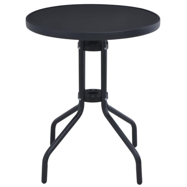 vidaXL havebord 80 cm stål og glas sort